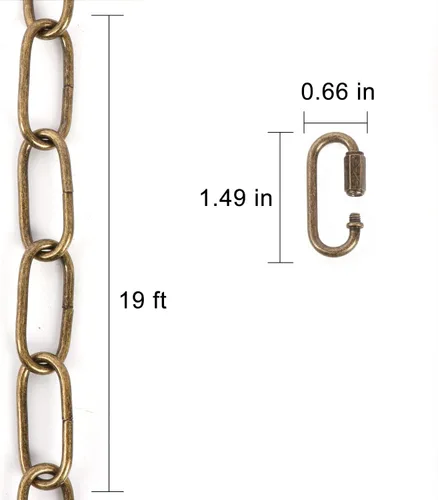 Vista 2 de Giluta Cadena de araña resistente de 19 pies, cadena de lámpara colgante de bronce antiguo con acabado duradero, extensión colgante para cesta