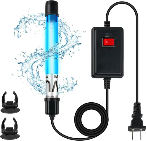 Vista 10 de Paquete de 2 luces UV para acuario de 11W para tanque de peces de 55-150 galones, luz limpiadora de algas para acuario, Máquina Verde Light