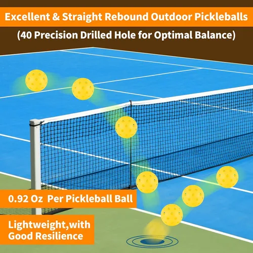 Vista 5 de 4/6/12/20/50/100 pcs Pickleball Balls,40 Hole Outdoor Pickleball Balls,8mm Precision Drilled-Spaced Pickle Ball Set-Profession Plastic Ball for