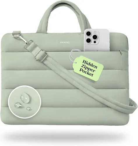 Vista 12 de Vandel Funda de transporte para laptop de 13 a 14 pulgadas con correa, bolsa de hombro con asa, bolsa de computadora portátil de 14 pulgadas