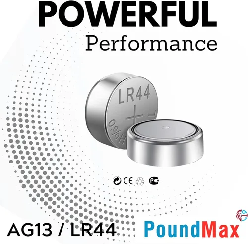Vista 5 de PoundMax 10 x AG13 LR44 1.5 V Batería de botón de celda alcalina