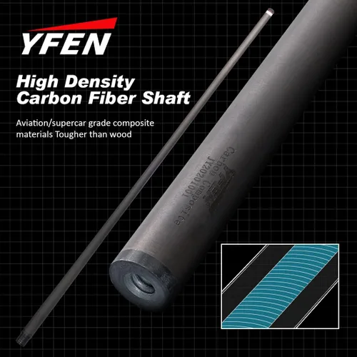 Vista 2 de YFEN Carbon Fiber Pool Cue Stick 11.5mm 12.5mm Low Deflection Pool Stick with Rare Wood Butt Balone Shell Inlaid Ring Professional Cue Stick with