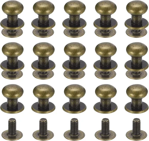 Vista 22 de uxcell Remaches de cabeza de bola de 0.157 pulgadas (0.157 in), tornillo trasero, paquete de 15 remaches de pezón de botón de cabeza redonda