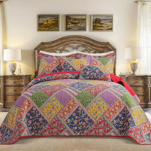 Vista 14 de BEDIFANY Edredón de algodón tamaño Queen, colcha ligera tamaño Queen, color verde azulado, colchas acolchadas, juegos de ropa de cama