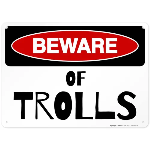 Vista 12 de Letrero de Beware of Trolls, 10 x 7 pulgadas, aluminio 040 libre de óxido, resistente a la decoloración, fabricado en Estados Unidos