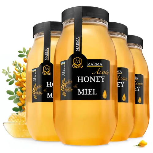 Vista 16 de HONIGMA® Miel de Acacia Marma Miel Cruda Auténtica de Ucrania 100% Pura y Sin Pasteurizar 1000g/35.2oz Puede Llegar Parcialmente