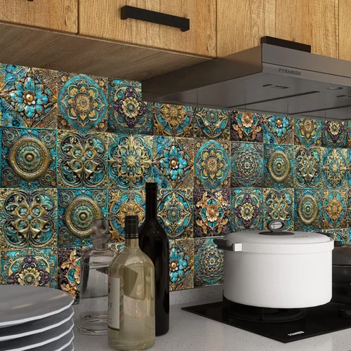 Vista 107 de Alwayspon Adhesivo para azulejos de pared moriscos para despegar y pegar, calcomanías de vinilo autoadhesivas para azulejos de cocina y baño, 4 x 4