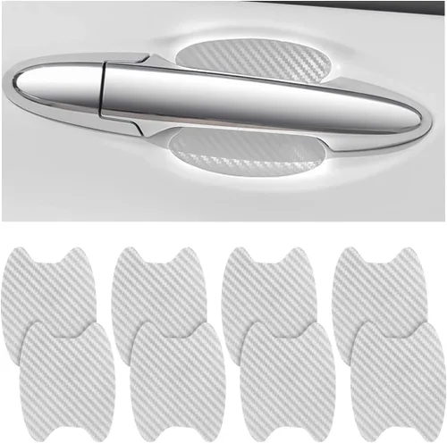 Vista 18 de 4 calcomanías protectoras para manija de puerta de automóvil, película protectora universal de fibra de carbono antiarañazos para la mayoría