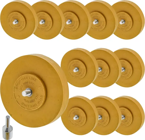 Vista 6 de TCP Global Rueda de goma con adaptador de taladro, rueda para quitar calcomanías, herramienta de eliminación de rayas, herramienta de eliminación