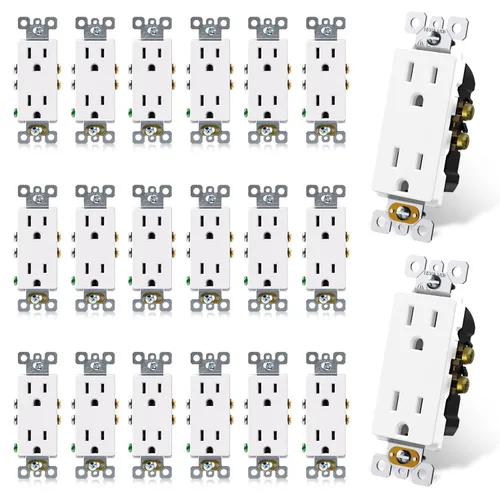 Vista 13 de ELEGRP Receptáculo Decorativo, tomacorriente de pared eléctrico estándar de 15A 125V, sin TR, 2 polos 3 cables, grado residencial con conexión a