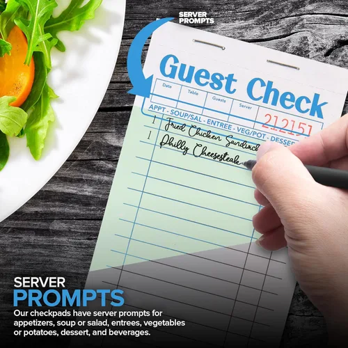 Vista 6 de Stock Your Home Libros verdes de cheques de invitados para servidores (paquete de 20) bloc de notas de servidor, cuaderno de cheques de camarero