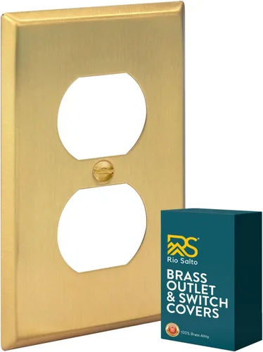 Vista 50 de Rio Salto BRASS - Placa de pared de metal dorado para interruptor de luz, placa de pared para receptáculo, cubiertas basculantes de 1 banda, latón