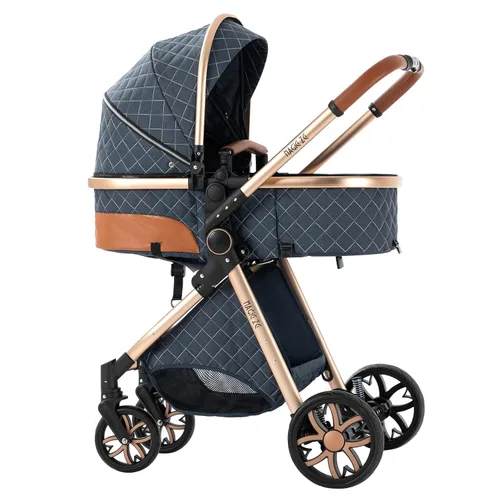 Vista 4 de 2 en 1 Sistema de viaje para bebé, cochecito de bebé, cochecito de bebé estándar, carrito de viaje de bebé, portátil, plegable, marco de aluminio