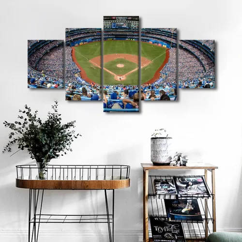 Vista 105 de TUMOVO T-MOBILE PARK - Arte de pared para sala de estar, lienzo de estadio de Seattle, 5 piezas, arte moderno de decoración de pared