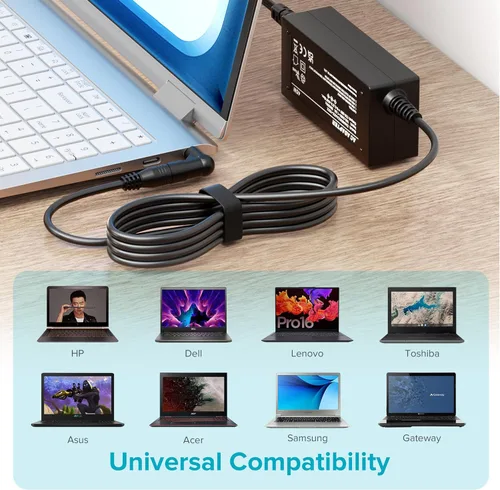 Vista 5 de Powseed Cargador universal para portátil de 45 W para HP Dell Acer Asus Samsung Sony Toshiba Fujitsu Gateway Delta NEC Liteon Notebook Chromebook