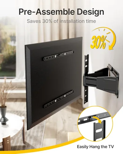 Vista 8 de monTEK Soporte de pared ultra delgado de 0.77 pulgadas para televisores de 43 a 90 pulgadas, soporte de pared para TV giratorio e inclinable