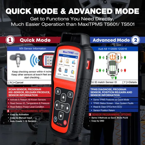 Vista 3 de Autel MaxiTPMS TS508WF KIT, herramienta de reaprendizaje de programación TPMS 2025 con sensor Autel MX de 4 piezas ($120), WiFi Ver. de TS601 TS508