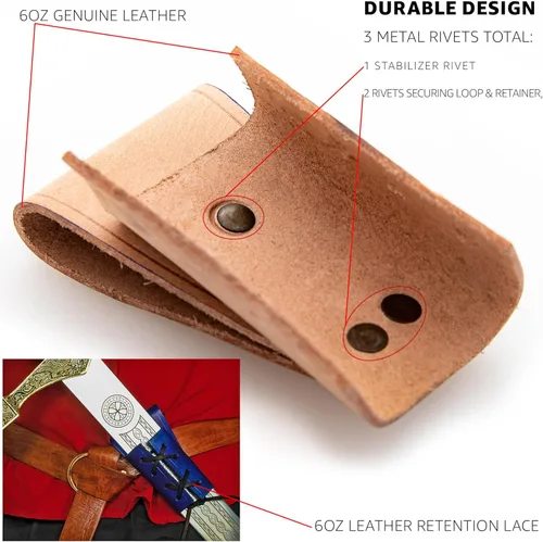 Vista 5 de Armory Replicas™ - Funda de daga de cuero genuino - Rana espada ajustable de inspiración medieval para armas pequeñas