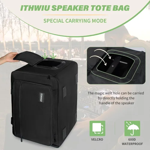 Vista 5 de Bolsa de transporte para altavoces con esponja gruesa para gabinetes de altavoces compactos de 8 pulgadas; resistente se adapta a QSC K8, Yamaha