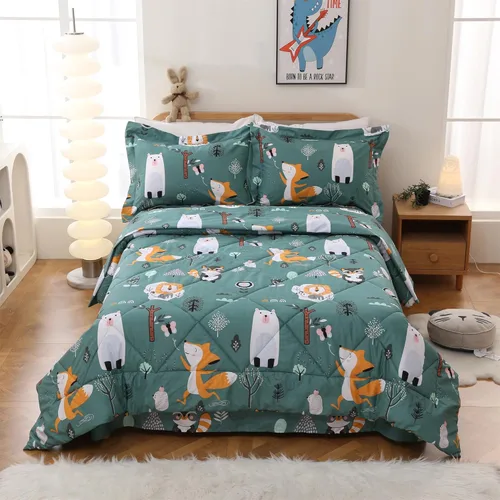 Vista 16 de JSD - Juego de edredón con tema de playa para niños, tamaño individual, con estampado de medusas y estrellas de mar, edredón ligero lavable