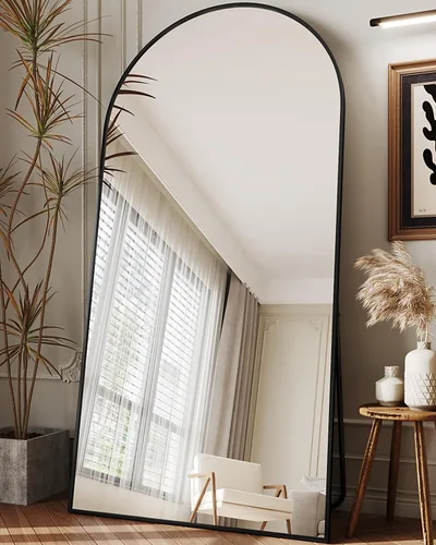 Vista 16 de Espejo de longitud completa, espejo arqueado de 71 x 27 pulgadas, espejo de pie de cuerpo completo con soporte para dormitorio, montado para colgar