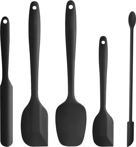 Vista 9 de Juego de 5 espátulas de silicona multicolor, juego de espátulas de goma resistentes al calor, juego de utensilios de cocina de silicona apto