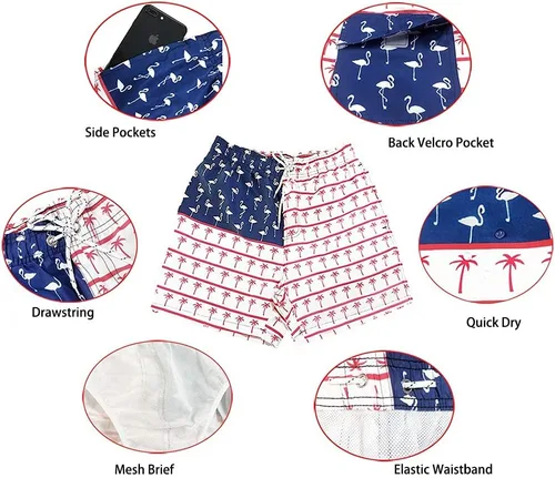 Vista 5 de SILKWORLD - Traje de baño deportivo para hombre, de secado rápido, con forro de malla y bolsillos.