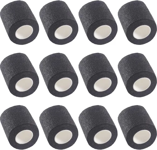 Vista 24 de IndigoCase Paquete de 6 vendajes autoadhesivos de 2 pulgadas, paquete variado de vendajes de color negro, cinta de agarre elástica, envolturas