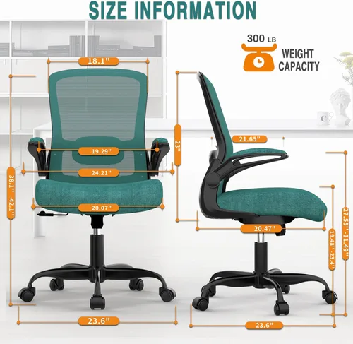Vista 2 de Mimoglad Silla de Oficina, Silla de Escritorio Ergonómica con Soporte Lumbar Ajustable, Silla de Computadora de Malla de Respaldo Alto