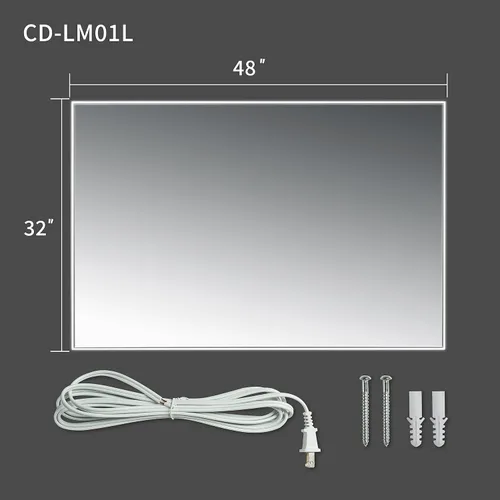 Vista 5 de CASTA DIVA Espejo LED de 48 x 32 pulgadas para baño, espejo de baño con luces sobre el fregadero, espejo iluminado sin niebla con sensor IR, espejo