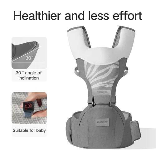 Vista 5 de Portabebés para recién nacidos a niños pequeños con asiento de cadera, asiento de cadera multifuncional para bebé, portabebés ergonómico infantil 4