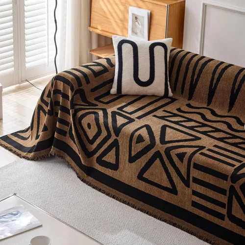 Vista 22 de VClife Funda para Sofá Lavable de Felpa Funda de Sofá Slipcover con Borlas 71''x150''- Funda de Sofá Moderna Minimalista de Jacquard a Rayas Blanco