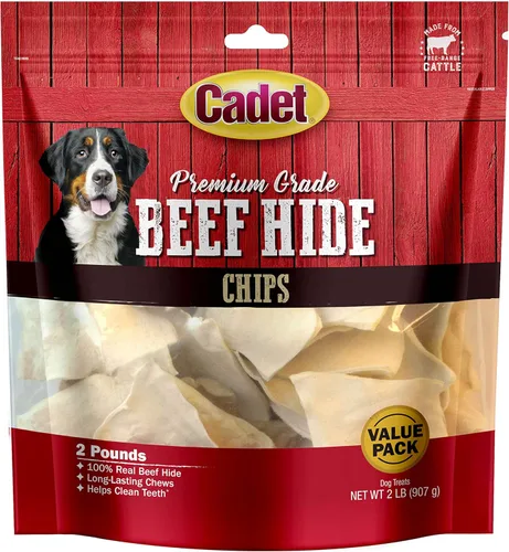 Vista 11 de Cadet Piel de res de alta calidad para perros, masticables, chips, rizos y rollos de cuero crudo de larga duración para perros pequeños, medianos