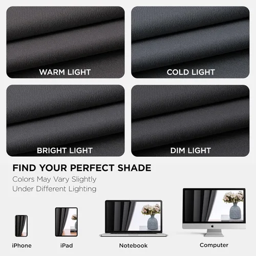 Vista 8 de Joydeco Cortinas Grises de 84 Pulgadas de Largo, Cortinas Opacas Divisoras de Habitación para Dormitorio con Ojales, Térmicamente Aisladas, Gris