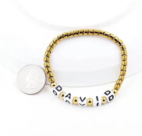 Vista 5 de Personalized Custom Name Initial Letters Hematite Beads Bracelets for Women Men Best Friend Y1533