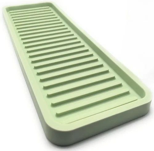 Vista 12 de Happitasa - Bandeja organizadora para fregadero de cocina de silicona, soporte de esponja y protector de encimera, estilo de líneas rectas