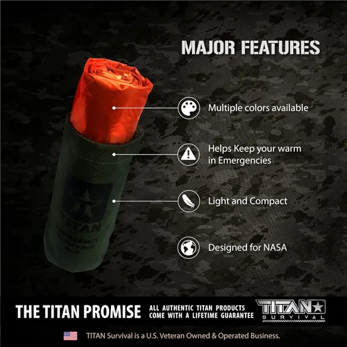 Vista 3 de Titan extra-thick Mylar – Saco de dormir de emergencia Diseñado para la NASA exploración espacial y Retención de calor. Perfecto para kits