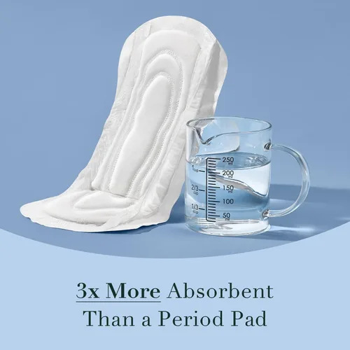 Vista 7 de Rael Almohadillas de incontinencia para mujer, funda de algodón orgánico, esencial posparto, absorción pesada, control de vejiga, núcleo de 4 capas