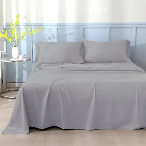 Vista 9 de SKY BEDDINGS Juego de sábanas cortas de 600 hilos, 100% algodón egipcio, 4 piezas, tejido satinado, calidad de hotel, refrescante y transpirable