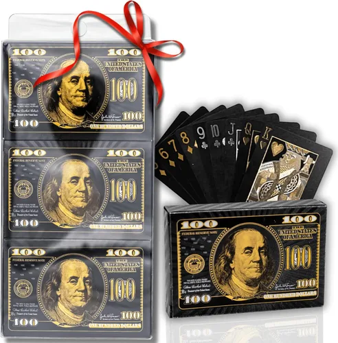 Vista 9 de Magic Kiss Cartas de póquer de papel de aluminio impermeables, baraja de naipes de plástico para regalo (3 barajas (oro + oro rosa + negro))