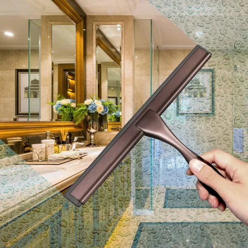 Vista 3 de Hiware Escobilla de ducha multiusos para puertas de ducha, baño, ventana y cristal de coche, bronce, acero inoxidable, 12 pulgadas