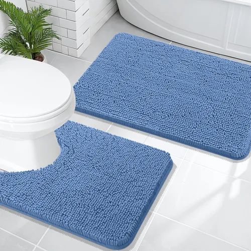 Vista 45 de OLANLY Juego de 2 alfombras de baño de felpilla suave y absorbente, antideslizantes, de secado rápido, lavables a máquina, accesorios de decoración