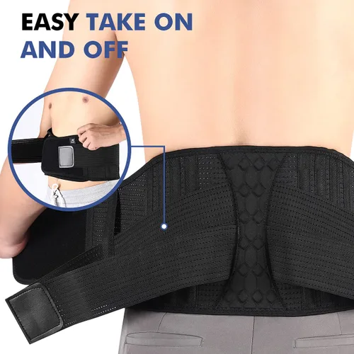 Vista 2 de Cinturón de soporte lumbar para levantar la espalda, hernia de disco, ciática, alivio del dolor, soporte lumbar transpirable para hombres y mujeres