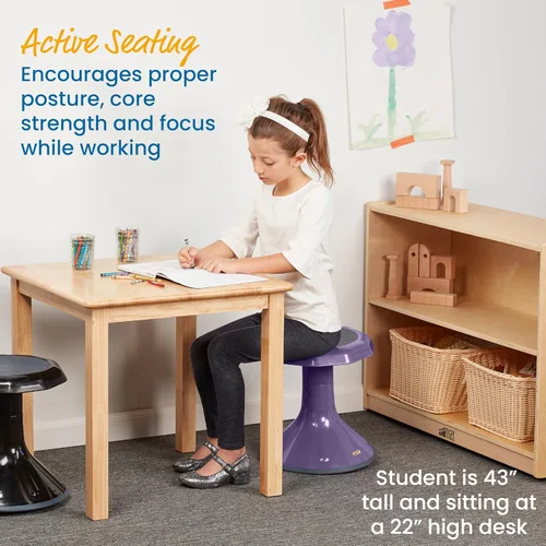 Vista 5 de ECR4Kids ACE Active Core Engagement Taburete Tambaleante, Altura del Asiento de 15 Pulgadas, Asientos Flexibles, Berenjena