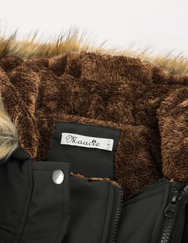 Vista 5 de Maacie Abrigo de maternidad 3 en 1 con forro polar grueso para mujer, abrigo cálido con capucha