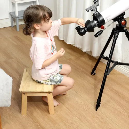 Vista 4 de HOUCHICS Taburete de madera para niños, abedul macizo para cocina, dormitorio, sala de estar, baño, baño, cuarto de bebé, taburete de entrenamiento