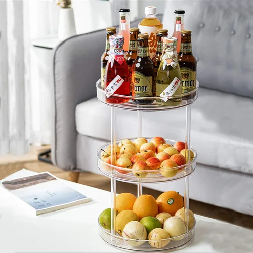 Vista 6 de Tocadiscos antideslizantes de 3 niveles Lazy Susan - Estante giratorio de 360 grados para cocina, armario y despensa