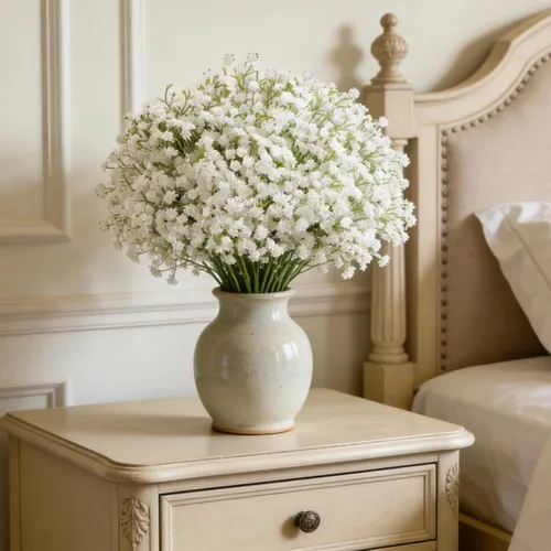 Vista 3 de Ramo de gypsophila artificial de 18 piezas de flores artificiales de aliento de bebé, arreglo floral para centros de mesa de boda y decoraciones