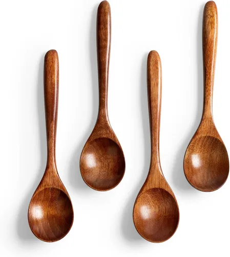 Vista 10 de 2 PCS Cucharas de Madera para Miel, Cucharas de Madera Pequeñas de 6.7 Pulgadas - Excelentes para Té, Café y Sopa, Pequeño Juego de Cucharas de Mesa