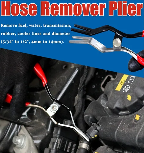 Vista 2 de Herramienta de desconexión de línea de combustible 4 en 1: juego de alicates con alicates de 80°, removedor de manguera, pinza de filtro